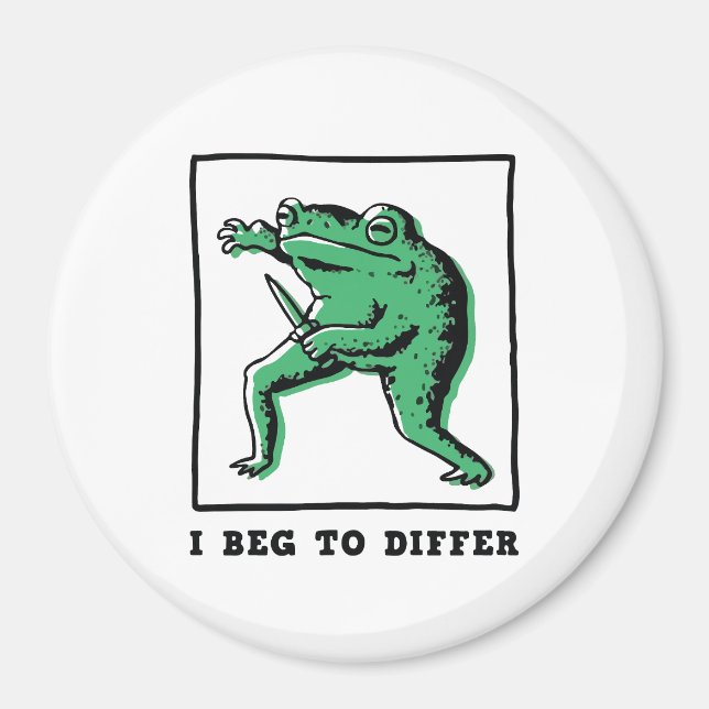Aimant Grenouille drôle avec couteau – Meme "Je suis désa (Devant)