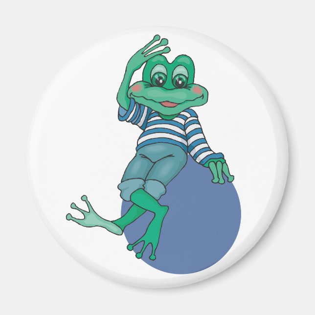 Aimant Grenouille en Jeans, Anniversaire, Pois (Devant)
