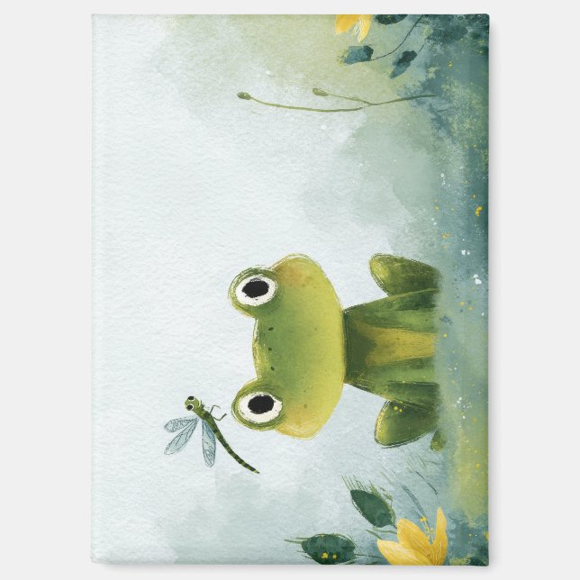 Aimant Grenouille et libellule mignonnes – Illustration d (Recto)