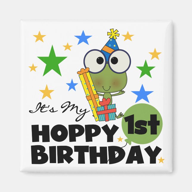 Aimant Grenouille Hoppy 1er Anniversaire T-shirts et cade (Devant)
