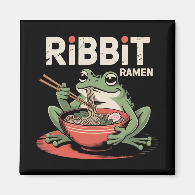 Aimant Grenouille manger Ramen drôle Ribbit Ramen (Devant)
