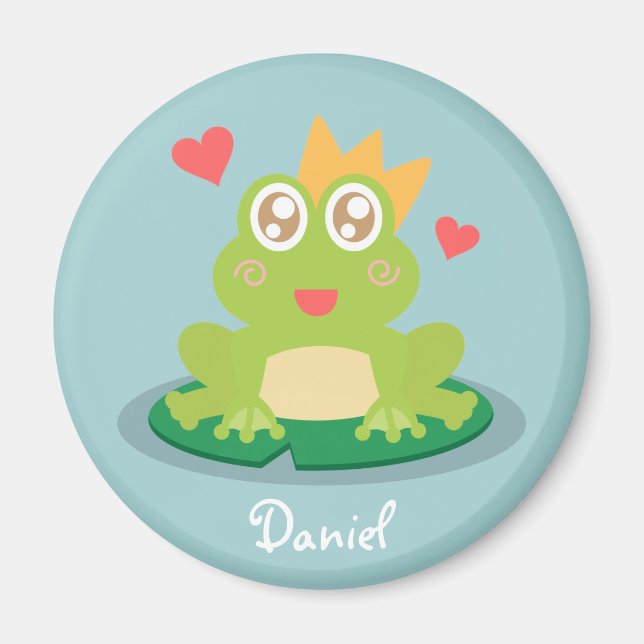 Aimant Grenouille mignonne avec des yeux scintillants sur (Devant)