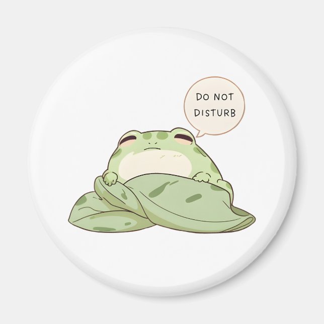 Aimant Grenouille mignonne en mode Ne Pas Déranger (Devant)