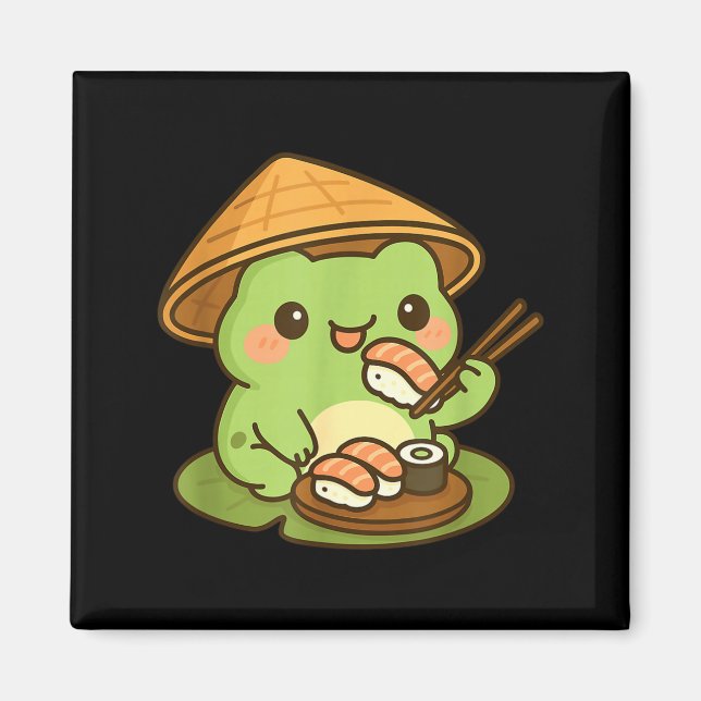 Aimant Grenouille Mignonne Mangeant des Sushi Anime Japon (Devant)