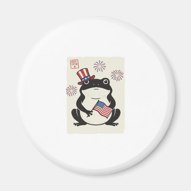 Aimant Grenouille Patriotique Gravure Vintage Art Vectori (Devant)
