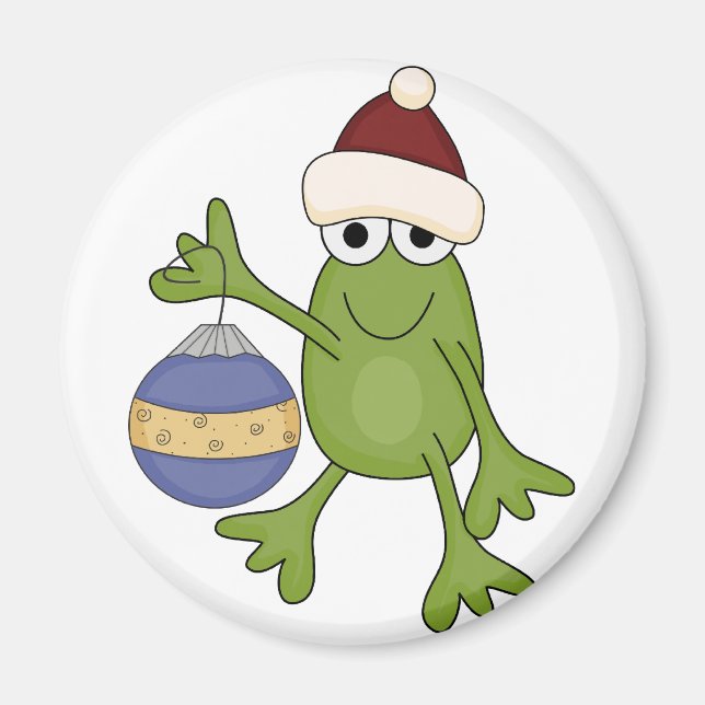 Aimant Grenouille père Noël avec tee-shirts et cadeaux (Devant)
