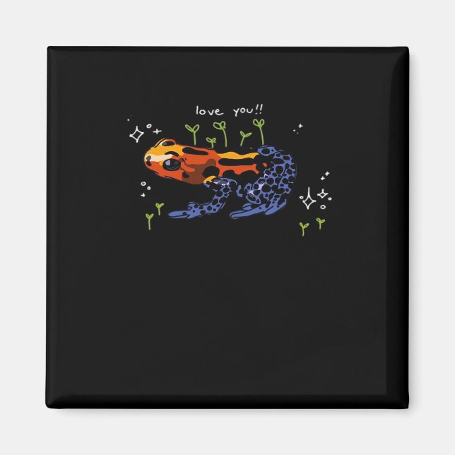 Aimant Grenouille qui t'aime style classique simple (Devant)