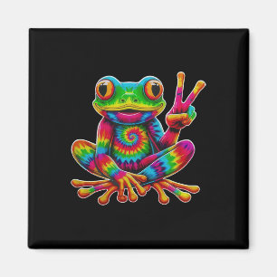 Aimant Grenouille Tie-dye Signe de Paix Hippie Noël Greno