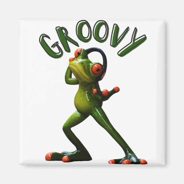Aimant Grenouille Verte Groovy (Devant)