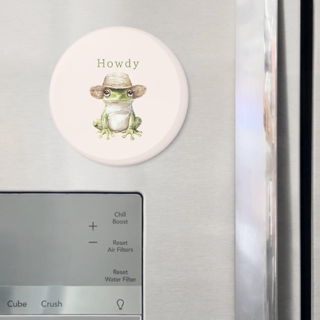 Aimant Grenouille verte rose avec chapeau (In situ (réfrigérateur))