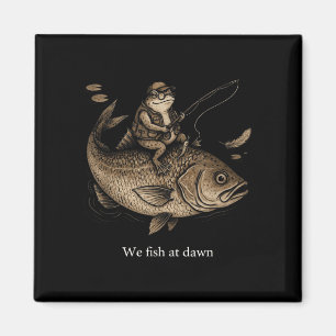 Aimant Grenouille vintage chevauchant un poisson géant pê