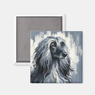 Aimant Grey Afghan Hound Portrait