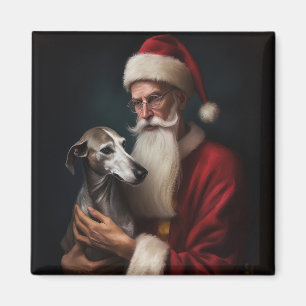 Aimant Greyhound avec le Père Noël Noël Festif