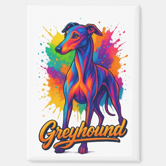 Aimant Greyhound Pop Art Vibrant (Recto)