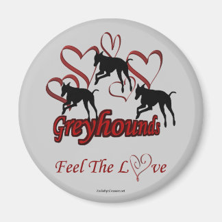 Aimant Greyhound Silhouette Coeurs Aimer Chien
