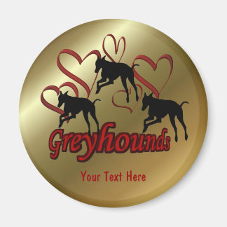 Aimant Greyhounds et Red Heart Chien