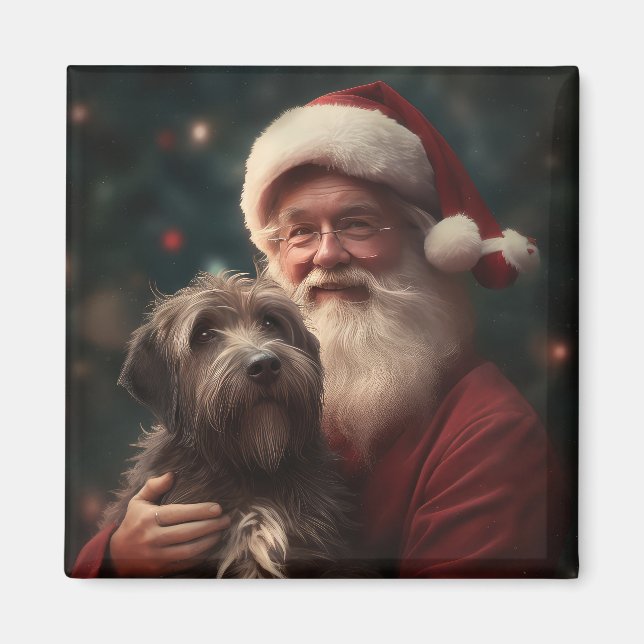 Aimant Griffon à poil dur Père Noël Noël (Devant)