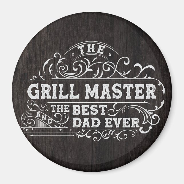 Aimant Grill Master et meilleur papa jamais Fête des père (Devant)