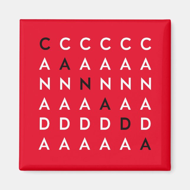 Aimant Grille de mots croisés du Canada Couleur rouge (Devant)