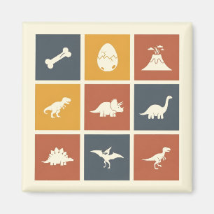 Aimant Grille d'icônes de dinosaures modernes