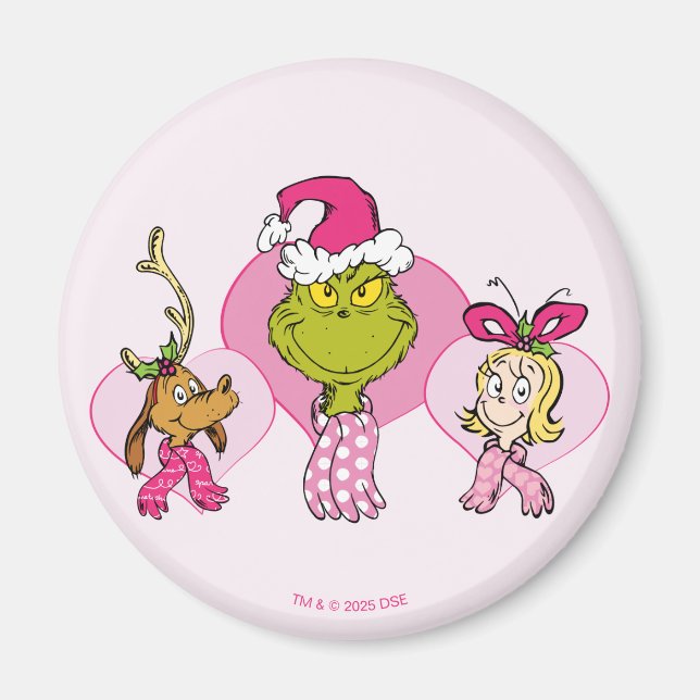 Aimant Grinch Crew in Pink Valentine's Portrait (Devant)