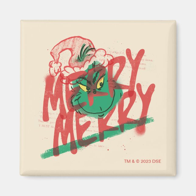 Aimant Grinch | Grunge Graphique Joyeux Joyeux (Devant)
