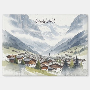 Aimant Grindelwald Suisse Aquarelle de voyage