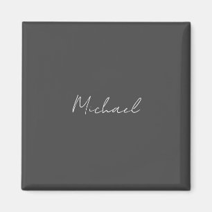 Aimant Gris blanc manuscrit minimaliste Votre nom
