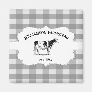 Aimant Gris Buffalo Plaid Agro Vache Magnat