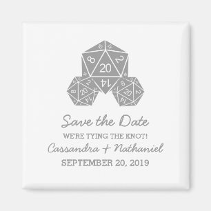 Aimant Gris D20 dés Enregistrer l'aimant de date