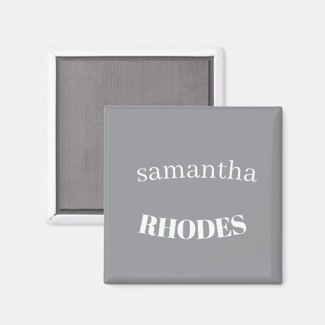 Aimant Gris personnalisé monogramme minimaliste (Recto/Verso)