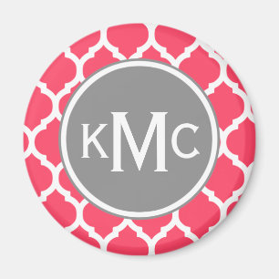 Aimant Gris rose clair Monogramme treillis marocain