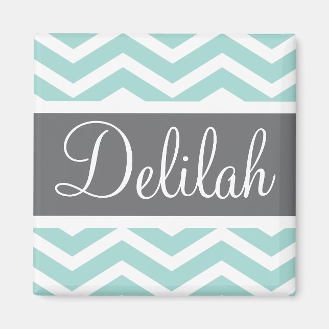 Aimant Gris turquoise Chevron personnalisé (Devant)