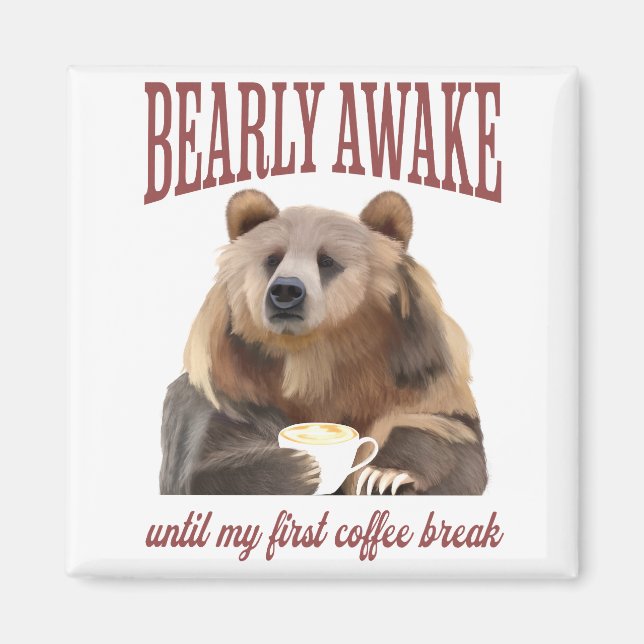 Aimant Grizzly Sleepy Bear Coffee Love (Devant)
