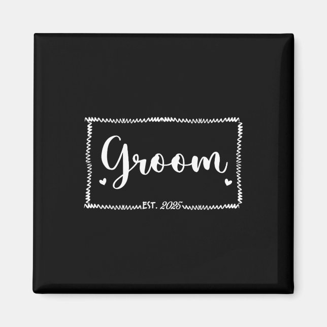 Aimant Groom Est. Marr 2025 Mariage marié juste Marr (Devant)