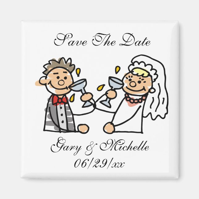 Aimant Groom Mariage Réception Toast Enregistrer Les Date (Devant)