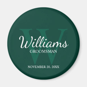 Aimant Groomsmen de script personnalisé Nom et monogramme