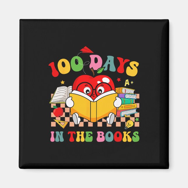 Aimant Groovy 100 jours dans les livres Lecture du 100e j (Devant)