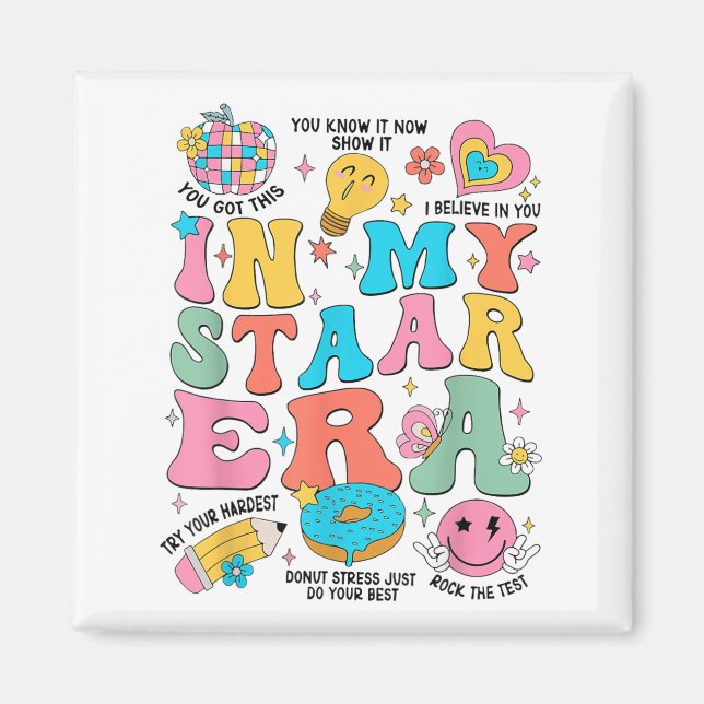 Aimant Groovy In My Starr Era Testing Day Teacher Kids Mo (Devant)