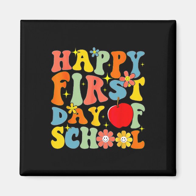Aimant Groovy Joyeux Premier Jour D'école Retour à l'écol (Devant)