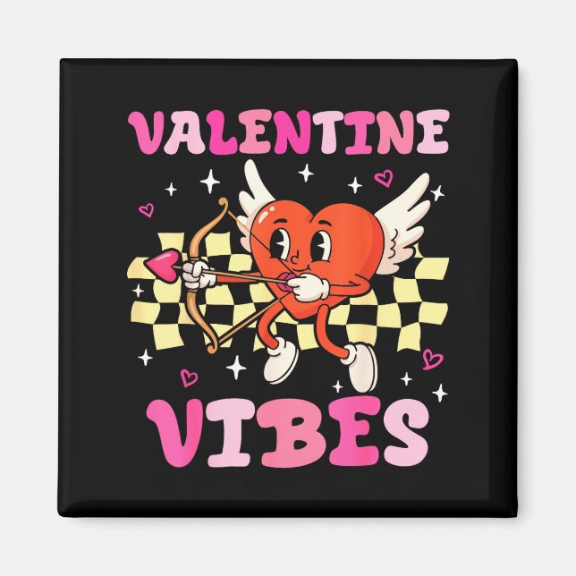 Aimant Groovy Valentine Vibes Heart Cud Women Men  (Devant)