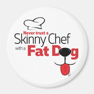 Aimant Gros chien de chef maigre (blanc 3" rond)