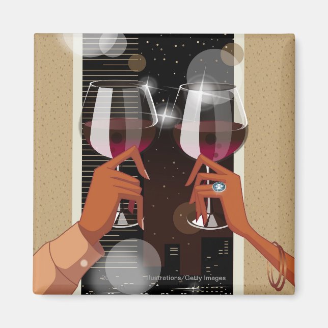 Aimant Gros plan d'un couple de toasts à vin (Devant)