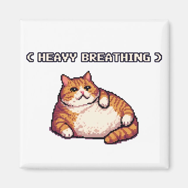 Aimant Grosse respiration grasse mème de chat pixel art (Devant)