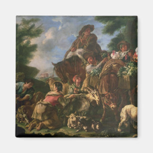 Aimant Groupe de bergers avec un cheval