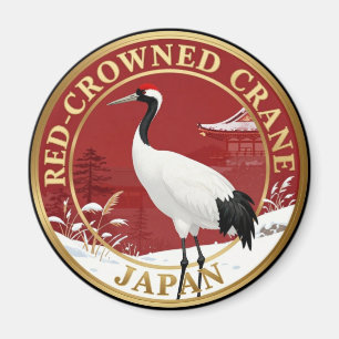 Aimant Grue couronnée rouge faune du Japon