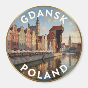 Aimant Grue de Gdansk sur la rivière Motlawa vue historiq