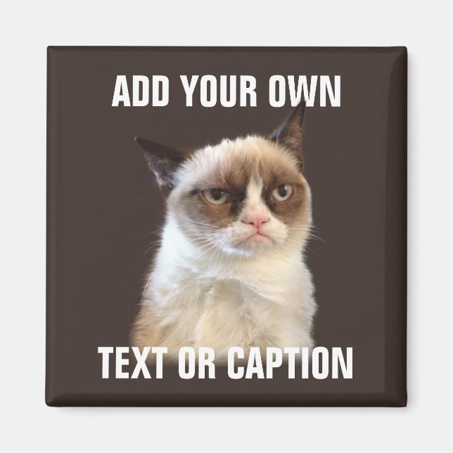 Aimant Grumpy Cat - Ajouter votre propre texte (Devant)