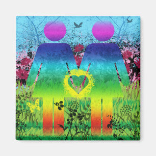 Aimant grunge abstrait d'amour d'arc-en-ciel