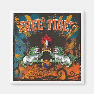 Aimant Grunge Art Tibet libre